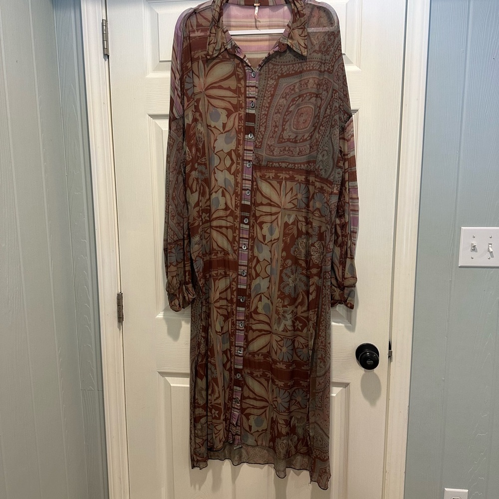 Free People Brown Long Sleeve Dress